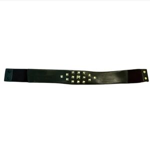 NWT Vince Camuto Black 2.5” Belt w/ Gold Studs & Stretch Back Size S/M MSRP $45